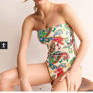 Boden Multicolor Strapless One Piece Swimsuit